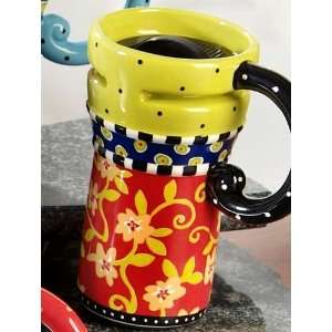  Joyce Shelton Tea Party Ceramic Red Travel Mug Kitchen 