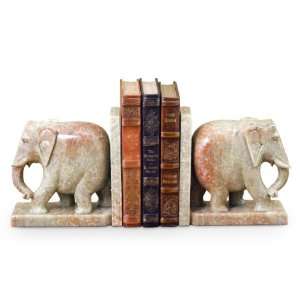 Ippudo Marble Elephant Bookends  Pair 