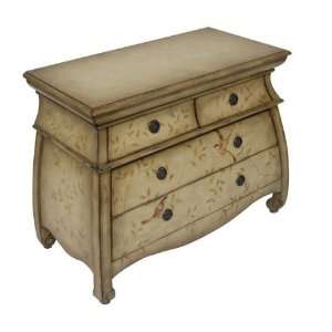  Dynasty Hand Painted Asian Style Bombe Chest w 4 Drawers 