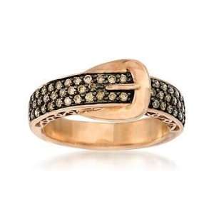    .50 ct. t.w. Brown Diamond Buckle Ring In Rose Vermeil Jewelry