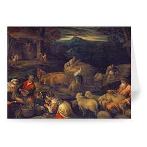  Farm Interior or Shearing Sheep (oil on   Greeting Card 