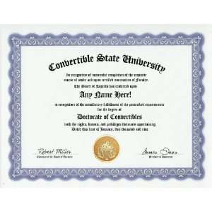 Convertible Convertibles Degree Custom Gag Diploma Doctorate 