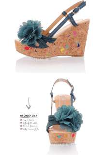 X11053Womens Flower Shoes Multi Color Wedge Sandals Platform High 