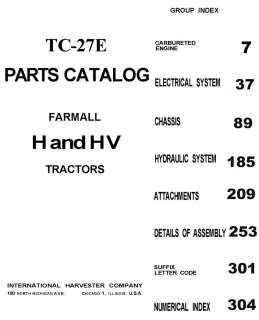 Farmall H & HV Tractor Owners Parts & Service Manuals  
