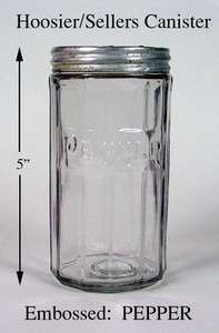 Hoosier Sellers Med Size Embossed/Paneled PEPPER Jar~1920s 1930s 