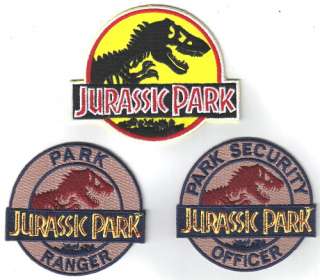 Jurassic Park Movie Logos Patch Set of 3, UNUSED  