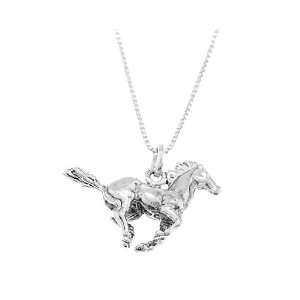   Three Dimensional Running Mustang Stallion Horse Necklace: Jewelry