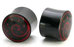 Red Spiral with Dots Inlayed on Horn Plug   Price Per 1  