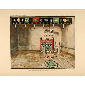  1904 Zuni Indian Room Altar Cimex Fraternity Lithograph 