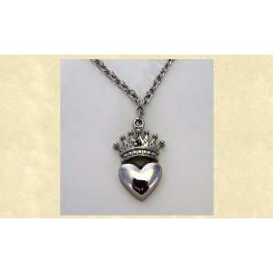   Rebel Heart with Crown Silver Finishing Punk Gothic Necklace Pendant