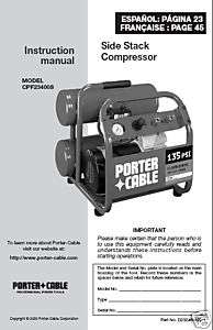 Porter Cable Air Compressor Instr. Manual # CPF23400S  