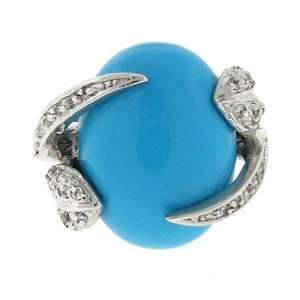 Born beautiful   Large Gemstone Cocktail Ring with Turquoise & Pavé 