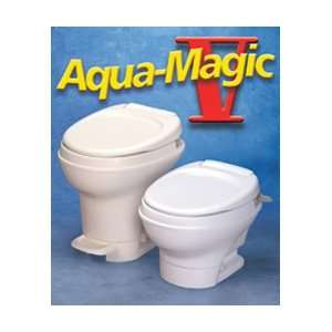RV Aqua Magic Hand Flush Toilet Motorhome Water Saving Bathroom High 