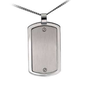   Stainless Steel Dog Tag Pendant 24 Inch Curb Chain: CleverEve: Jewelry