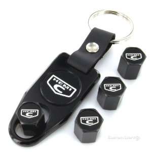   Hemi C Logo Black Tire Valve Caps + Wrench Key Chain: Automotive