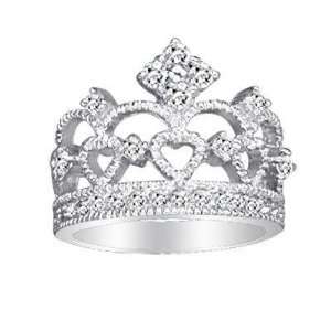   Silver Crown Design Pave CZ Ring.Size 8 FREE GIFT BOX.: Jewelry