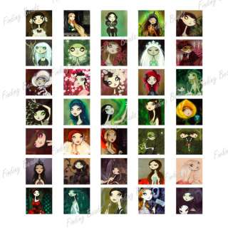 35 dark fairytale vintage style collage sheets for cabochon setting 