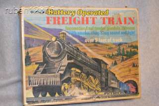 Vintage Battery Operated Sante Fe Freight Train Set w/Box, Engine & 3 