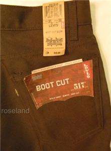 Levis Tex Twill 517 Boot Cut Dress Jeans Size 31 x 36 Mens Chocolate 
