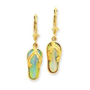  14k Yellow Gold Sandal With Opal Inlay Dangl Jewelry