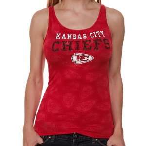  Reebok Kansas City Chiefs Ladies Red Foxy Burnout Tank Top 