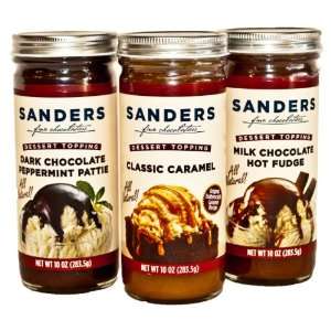 Sanders Assortment Milk Chocolate Hot Fudge, Classic Caramel and Dark 