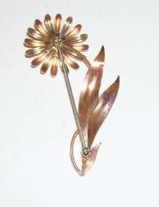 Vintage Krementz Daisy Flower Goldtone Pin Brooch  