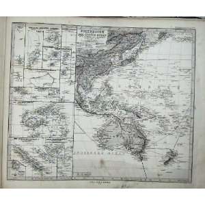   1876 Stielers Map Australia New Zealand Borneo Samoa