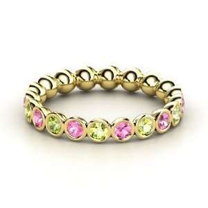  Pod Eternity Band, 18K Yellow Gold Ring with Pink Sapphire 