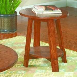  Lake Placid Round End Table in Oak: Furniture & Decor