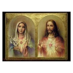  Sacred Heart and Immaculate Heart Florentine Plaque