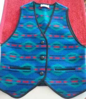   Southwest Native INDIAN Wool BLANKET Short VEST Jacket 8 M Med MINT