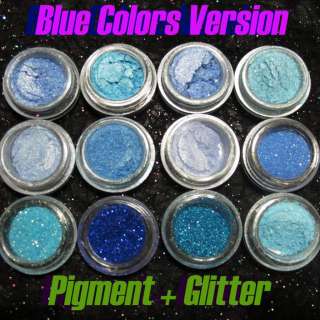 Eyeshadow Make Up Blue Version pigment Glitter 12pcs  