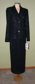 NWT R&M RICHARDS Formal BLACK Evening Cocktail Skirt Suit Outfit 8 
