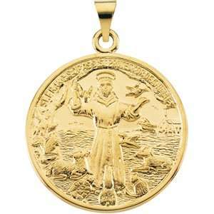   Gold St. Francis of Assisi Medal (26mm 1.02 In. in Diameter) Jewelry