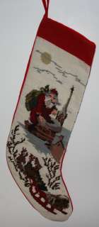   vintage handmade beautiful stocking santa on roof design plain