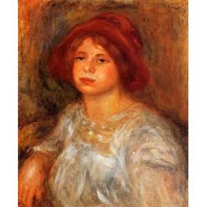   Girl Wearing a Red Hat Pierre Auguste Renoir Hand