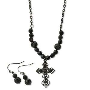   Beaded Earrings and 16 Inch Cross Necklace Set: 1928 Boutique: Jewelry