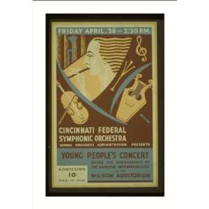 WPA Poster (M) Cincinnati Federal Symphonic Orchestra Works Progress 