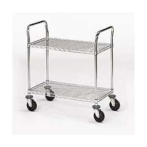 OLYMPIC Two Shelf Double Handle Round Post Wire Utility Carts:  