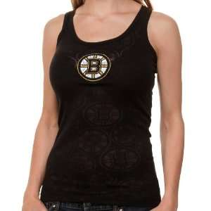  Boston Bruins Ladies Black Epic Burnout Sleep Tank Top 