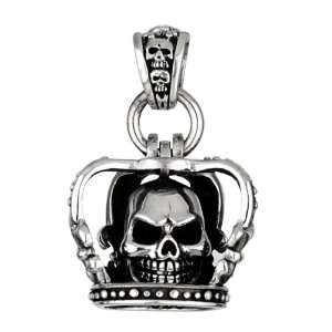  Sterling Silver Crown Pendant with Skull inside Jewelry