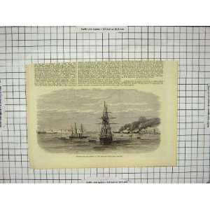  BURNING PIRATE DHOWS PERSIAN GULF SHIPS OLD PRINT