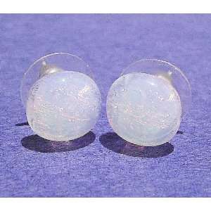   Cat Jewellery Store White Opal Dichroic Glass Stud Earrings: Jewelry