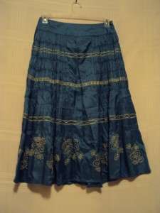 Womens JOHN RICHARD *AquaGreen/Lime* Silk Skirt Size 8  