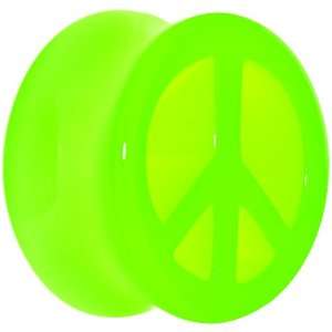  18mm Acrylic Neon Green Peace Sign Tunnel Plug Jewelry