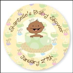     24 Round Personalized Baby Shower Sticker Labels: Toys & Games