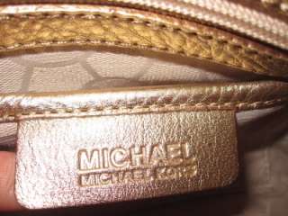 298 MICHAEL KORS Pale Gold GRAYSON SM Leather Satchel Handbag Purse 