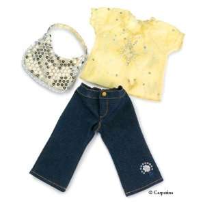  Starlight Trendy Peasant Blouse, Jeans & Sequins Bag 