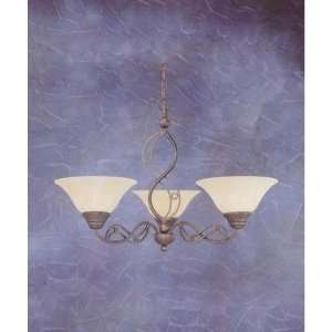 Toltec Lighting 233 513 Jazz 3 Up Light Chandelier with Marble Glass 